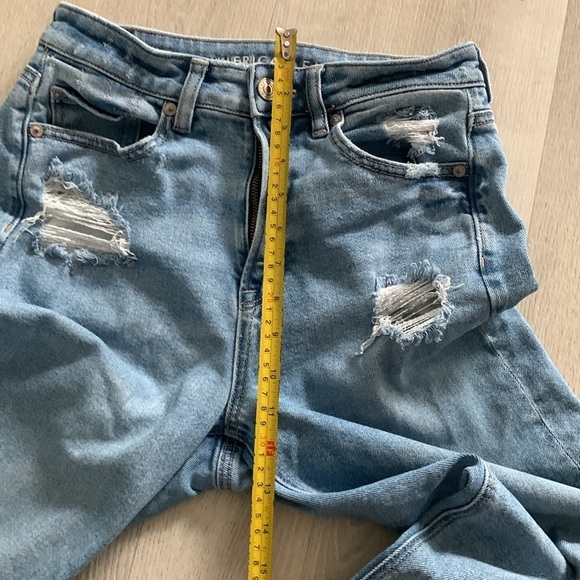 American Eagle moms straight jeans size 4 medium wash‎ high waisted school - Picture 8 of 12